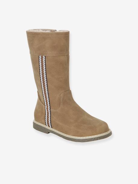 Zip-Up Faux-Fur Lined Boots for Girls camel - vertbaudet enfant 