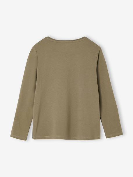 Tee-shirt fantaisie fille écru+olive - vertbaudet enfant 