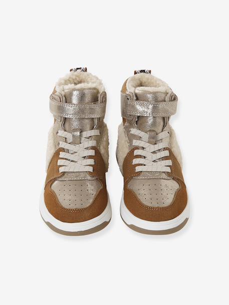 Girls' faux fur lined synthetic trainers camel - vertbaudet enfant 