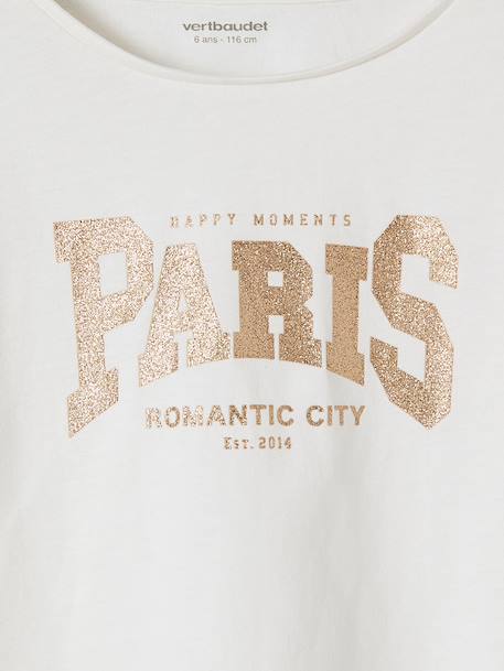 T-shirt fille imprimé manches longues écru+framboise+marine+rose pâle - vertbaudet enfant 