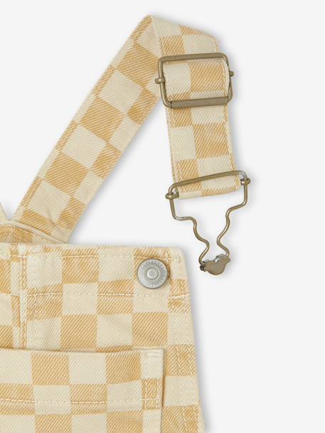 Chequered Dungarees for Girls chequered yellow - vertbaudet enfant 