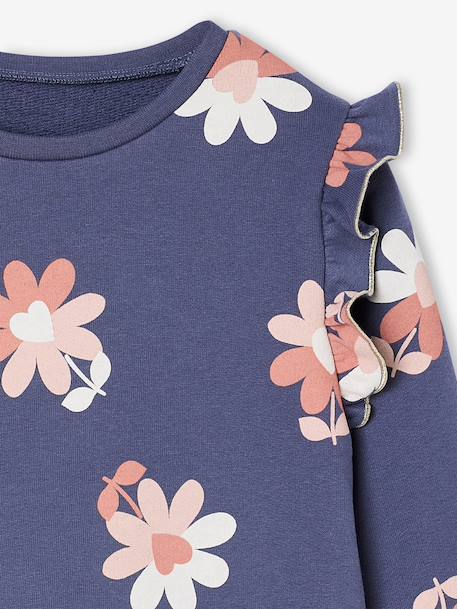 Sweat à volants fille détails fantaisie encre+vanille+vert de gris - vertbaudet enfant 