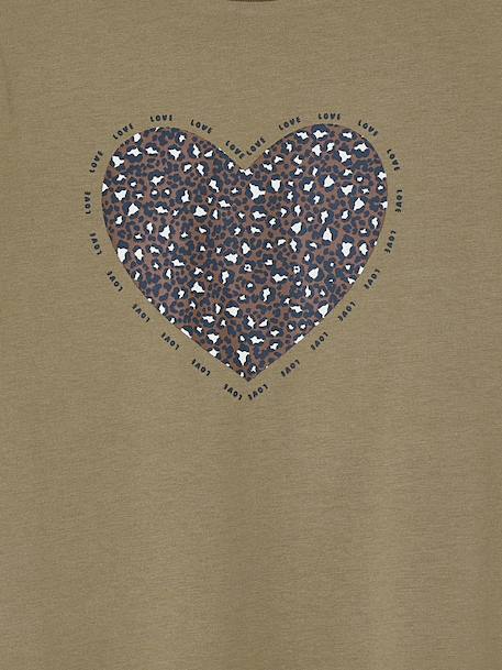 Tee-shirt fantaisie fille écru+olive - vertbaudet enfant 