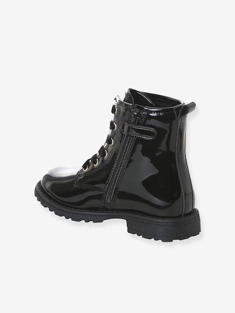 Laced and zipped ankle boots for children, nursery collection black - vertbaudet enfant 