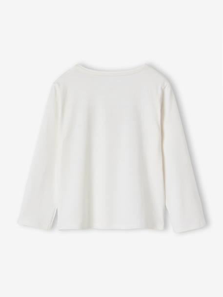 T-shirt fille imprimé manches longues écru+framboise+marine+rose pâle - vertbaudet enfant 