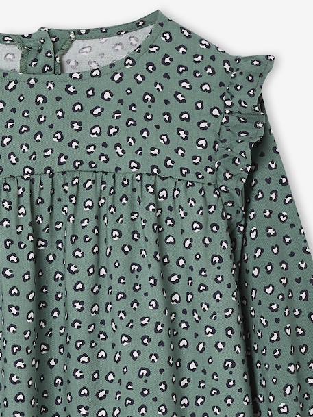 Printed Frilly Dress for Girls ecru+navy blue+sage green+vanilla - vertbaudet enfant 