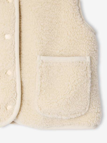 Sleeveless Sherpa Jacket for Girls green+vanilla - vertbaudet enfant 