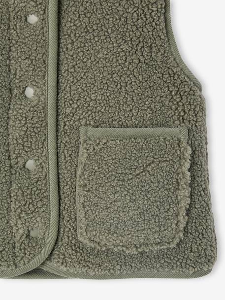 Sleeveless Sherpa Jacket for Girls green+vanilla - vertbaudet enfant 