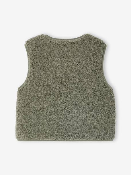 Sleeveless Sherpa Jacket for Girls green+vanilla - vertbaudet enfant 