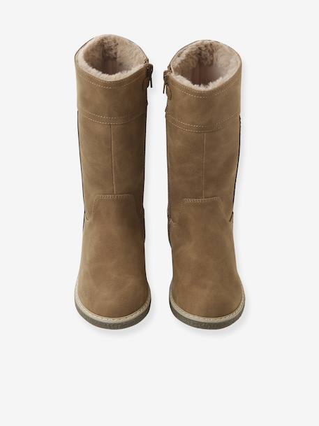Zip-Up Faux-Fur Lined Boots for Girls camel - vertbaudet enfant 