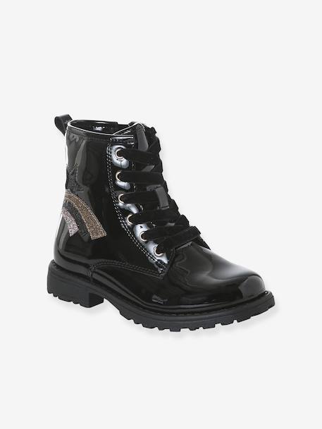 Laced and zipped ankle boots for children, nursery collection black - vertbaudet enfant 