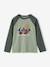 T-shirt motif graphique garçon manches raglan blanc chiné+kaki+lichen+noix de pécan - vertbaudet enfant 