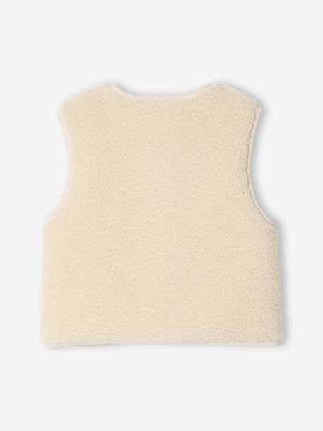Sleeveless Sherpa Jacket for Girls green+vanilla - vertbaudet enfant 