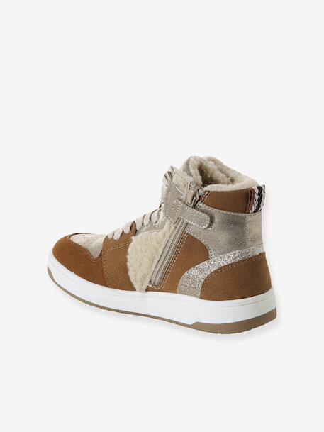 Faux Fur Lined Synthetic Trainers for Girls camel - vertbaudet enfant 