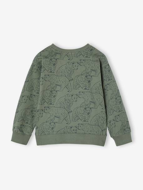 Tee-shirt garçon effet sweat imprimé blanc chiné+écru+lichen+noix de pécan - vertbaudet enfant 