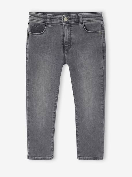 Jean slim fille morphologik tour de hanches large bleu foncé+bleu moyen+denim bleached+denim gris+gris - vertbaudet enfant 