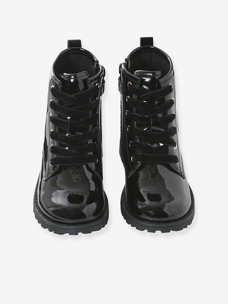 Laced and zipped ankle boots for children, nursery collection black - vertbaudet enfant 