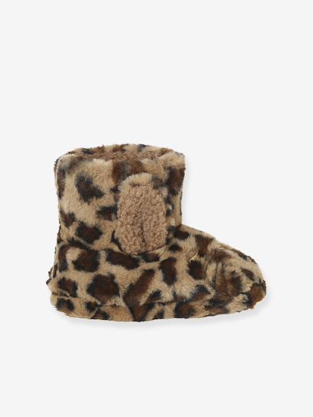 Chaussons montants enfant beige imprimé+rose - vertbaudet enfant 