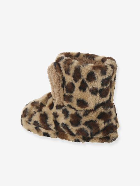 Chaussons montants enfant beige imprimé+rose - vertbaudet enfant 