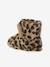 Faux fur high-top slippers for children printed beige - vertbaudet enfant 
