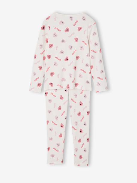 Pack of 2 Pyjamas in Ribbed Knit with Heart Print for Girls navy blue - vertbaudet enfant 