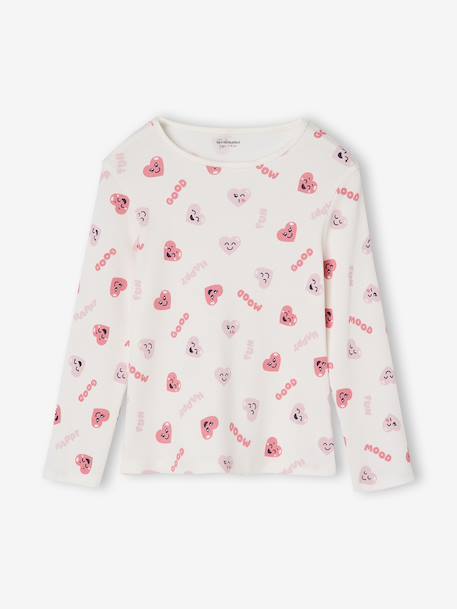Pack of 2 Pyjamas in Ribbed Knit with Heart Print for Girls navy blue - vertbaudet enfant 