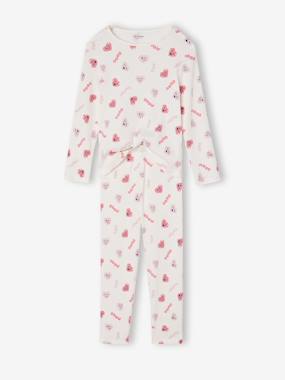 Lot de 2 pyjamas fille coeurs en côtes - vertbaudet enfant Fille-Lot de 2 pyjamas fille coeurs en côtes