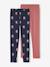 Lot de 2 leggings fille Basics beige+bleu nuit+bois de rose+gris foncé+indigo+kaki+vert sauge - vertbaudet enfant 