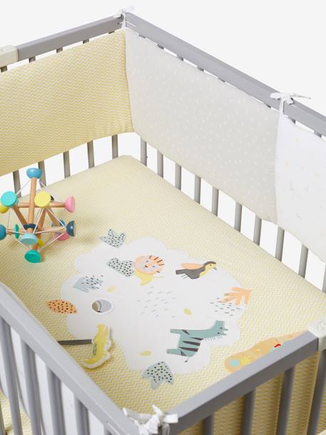 Set of 2 Covers for the Bottom of the Playpen, Jungle Colours Theme Light Blue+White/Print - vertbaudet enfant 