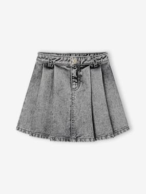 Jupe fille en jean plissée - vertbaudet enfant -Jupe fille en jean plissée