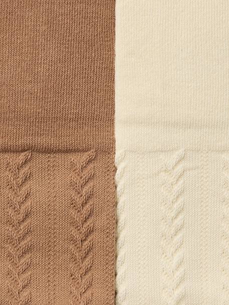 Lot de 2 paires de collants en maille torsadée bébé fille écru+gris chiné+marine+rose pâle - vertbaudet enfant 