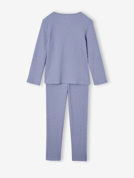 Pack of 2 Pyjamas in Ribbed Knit with Heart Print for Girls navy blue - vertbaudet enfant 