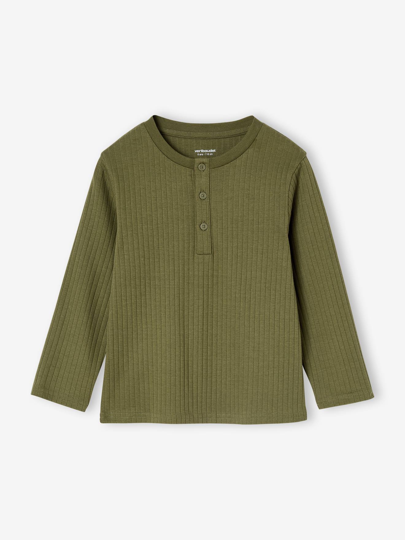 Lot De 2 Pyjamas Garçon Vertbaudet - Côtes 100% Coton - 1 Uni Col Boutonné, 1 Rayé Col Rond - Taille Selon âge - 9