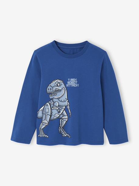 Dinosaur Print Flannel Pyjamas for Boys navy blue - vertbaudet enfant 