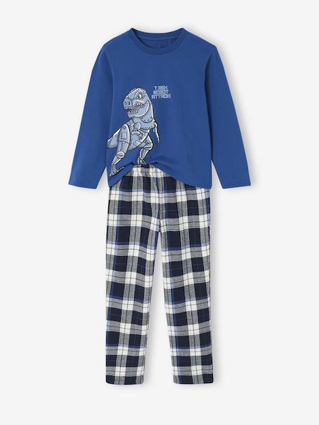 Dinosaur Print Flannel Pyjamas for Boys navy blue - vertbaudet enfant 