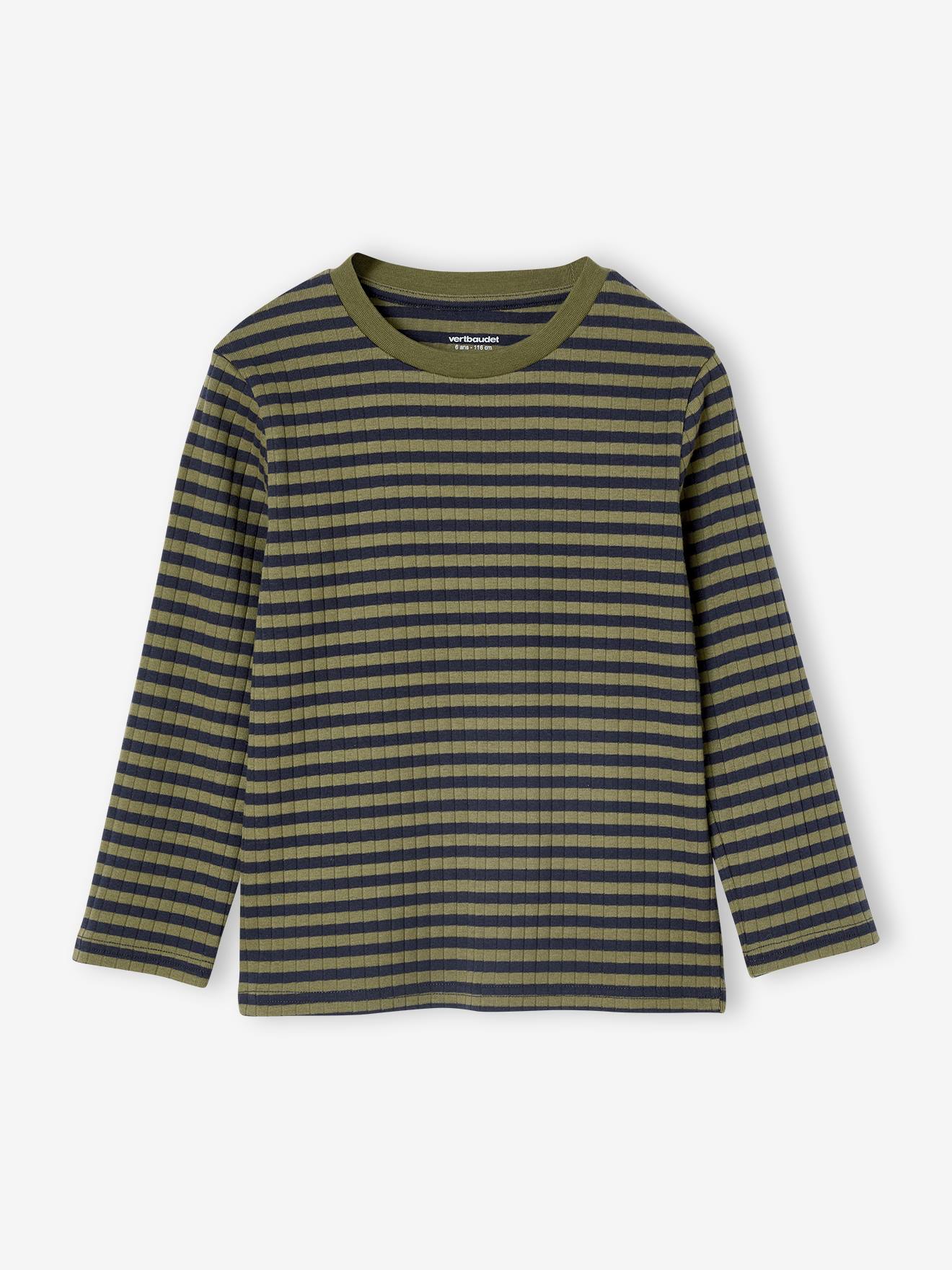 Lot De 2 Pyjamas Garçon Vertbaudet - Côtes 100% Coton - 1 Uni Col Boutonné, 1 Rayé Col Rond - Taille Selon âge - 2