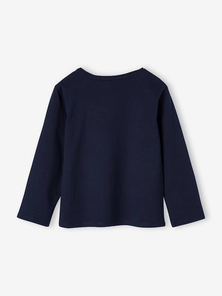 T-shirt fille imprimé manches longues écru+framboise+marine+rose pâle - vertbaudet enfant 