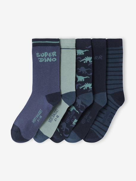 Pack of 5 Pairs of 'Super Dino' Socks for Boys navy blue - vertbaudet enfant 