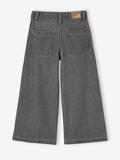 Wide-Leg Jeans with Pleats for Girls denim grey+medium blue - vertbaudet enfant 