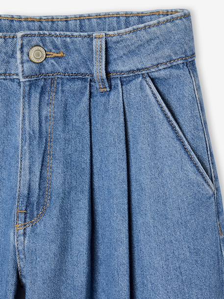 Wide-Leg Jeans with Pleats for Girls denim grey+medium blue - vertbaudet enfant 