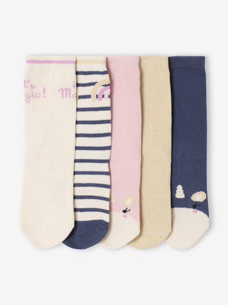 Lot de 5 paires de chaussettes « licorne » fille marine - vertbaudet enfant 