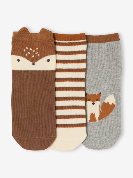 Pack of 3 Pairs of 'Fox' Socks for Baby Boys terracotta - vertbaudet enfant 