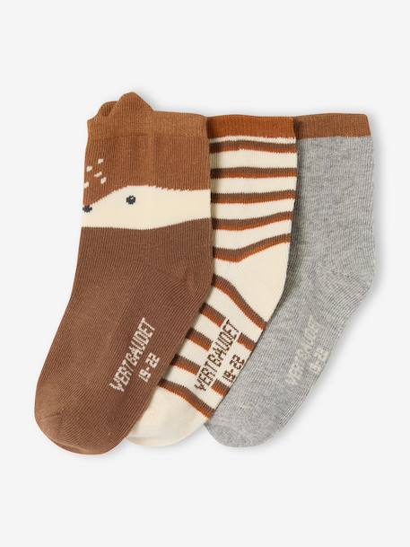 Pack of 3 Pairs of 'Fox' Socks for Baby Boys terracotta - vertbaudet enfant 