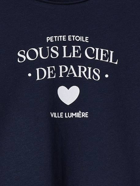 T-shirt fille imprimé manches longues écru+framboise+marine+rose pâle - vertbaudet enfant 