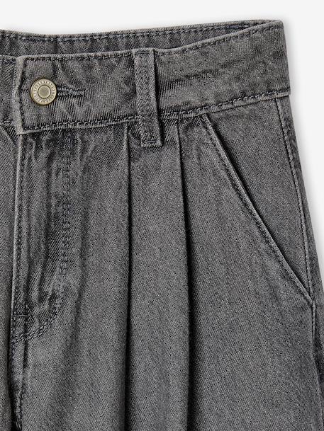 Wide-Leg Jeans with Pleats for Girls denim grey+medium blue - vertbaudet enfant 