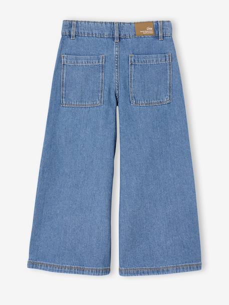 Wide-Leg Jeans with Pleats for Girls denim grey+medium blue - vertbaudet enfant 
