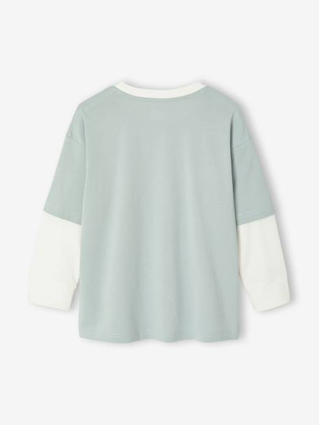 Tee-shirt effet superposition floqué garçon vert d'eau - vertbaudet enfant 