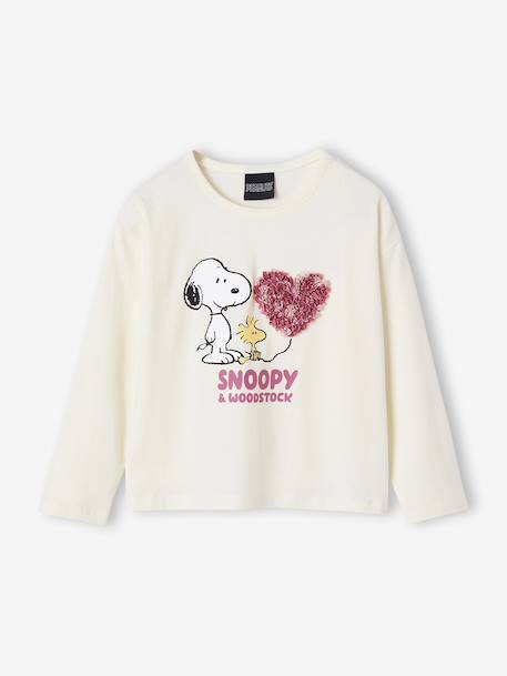 Girls' Snoopy Peanuts® long-sleeved T-shirt ecru - vertbaudet enfant 