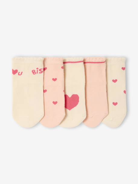 Pack of 5 Pairs of 'Hearts' Socks for Babies old rose - vertbaudet enfant 
