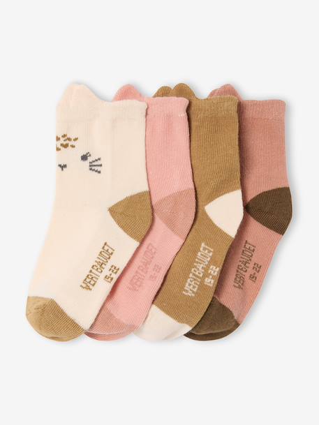 Pack of 4 Pairs of 'Animals' Socks for Babies rose - vertbaudet enfant 